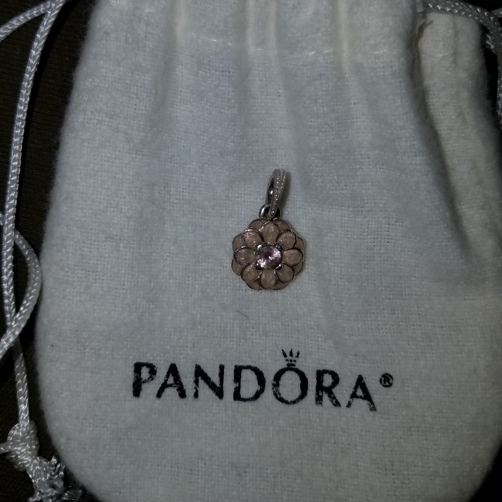 Pandora Pink Enamel Flower Necklace Charm